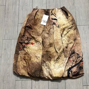 Zara Artistic Brown A-Line Skirt